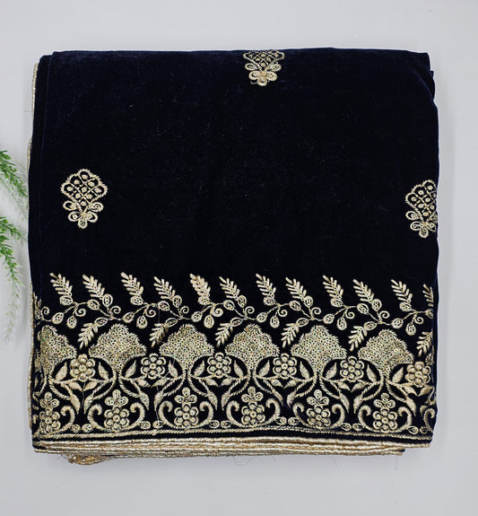 Navy Blue Shawl Phulkari